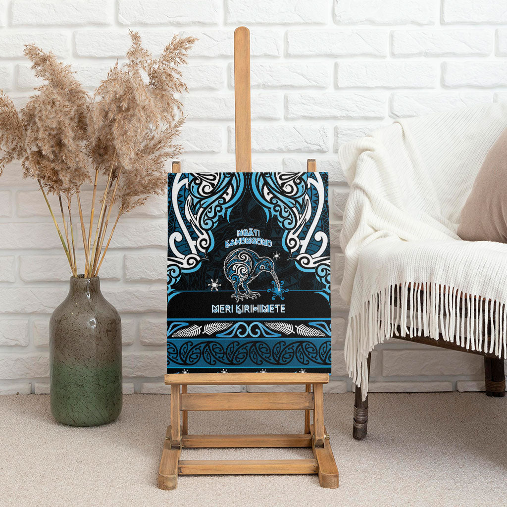 Ngati Kahungunu Aotearoa Meri Kirihimete Canvas Wall Art Maori Kiwi Bird Silver Fern Koru Pattern