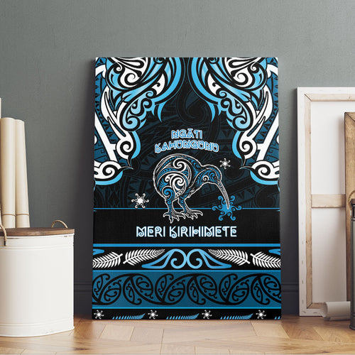 Ngati Kahungunu Aotearoa Meri Kirihimete Canvas Wall Art Maori Kiwi Bird Silver Fern Koru Pattern