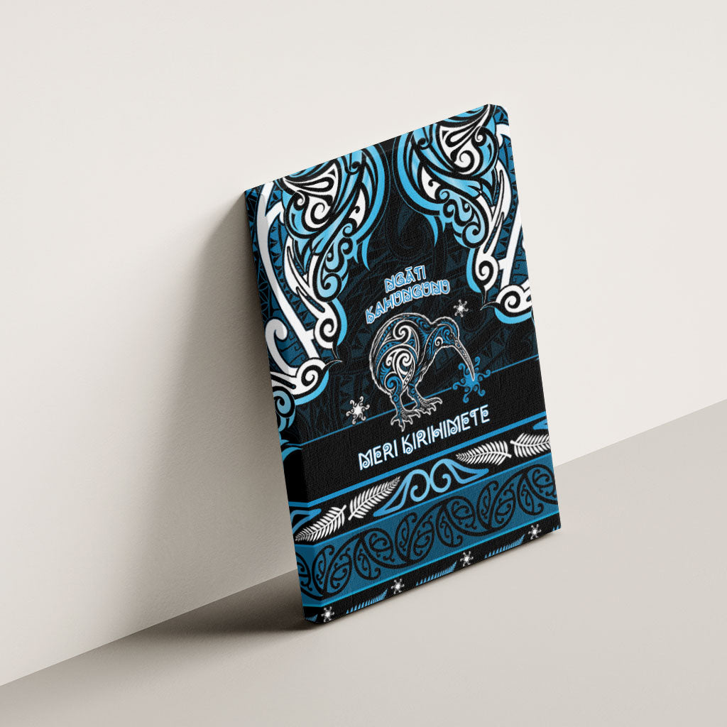 Ngati Kahungunu Aotearoa Meri Kirihimete Canvas Wall Art Maori Kiwi Bird Silver Fern Koru Pattern