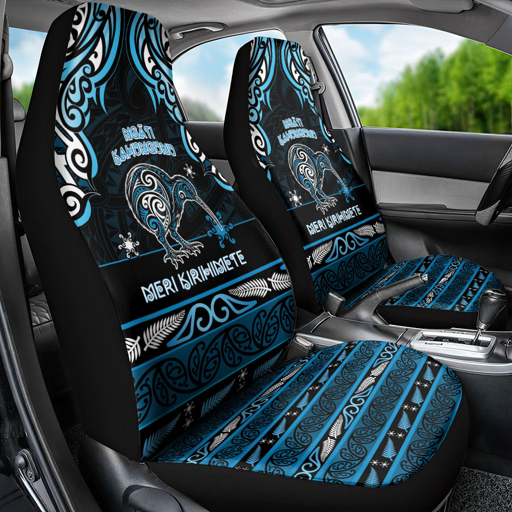 Ngati Kahungunu Aotearoa Meri Kirihimete Car Seat Cover Maori Kiwi Bird Silver Fern Koru Pattern