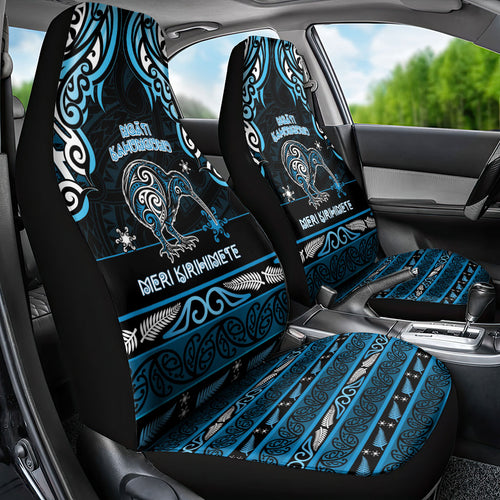 Ngati Kahungunu Aotearoa Meri Kirihimete Car Seat Cover Maori Kiwi Bird Silver Fern Koru Pattern