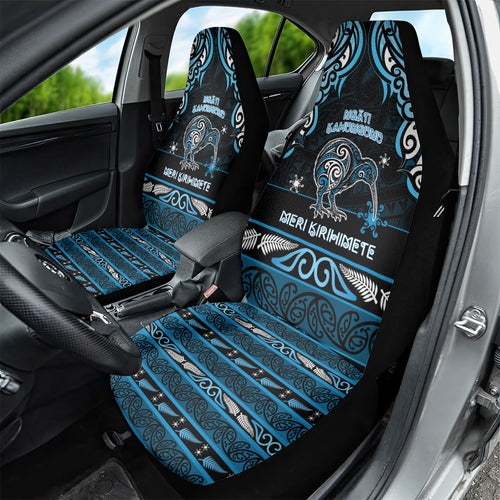Ngati Kahungunu Aotearoa Meri Kirihimete Car Seat Cover Maori Kiwi Bird Silver Fern Koru Pattern