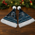 Personalised Ngati Kahungunu Aotearoa Meri Kirihimete Christmas Santa Hat Maori Kiwi Bird Silver Fern Koru Pattern