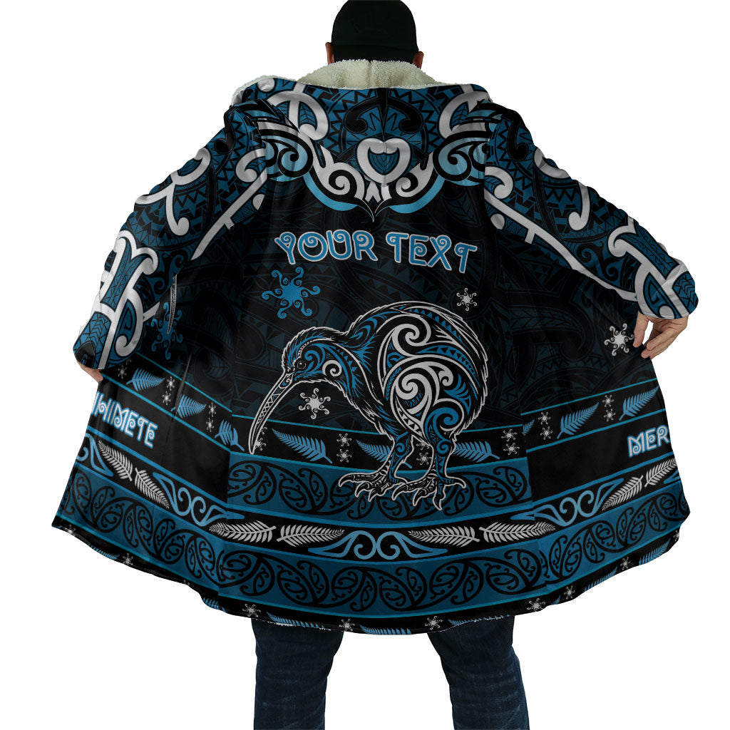 Personalised Ngati Kahungunu Aotearoa Meri Kirihimete Cloak Maori Kiwi Bird Silver Fern Koru Pattern