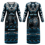 Personalised Ngati Kahungunu Aotearoa Meri Kirihimete Couples Matching Long Sleeve Bodycon Dress and Long Sleeve Button Shirt Maori Kiwi Bird Silver Fern Koru Pattern