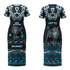 Personalised Ngati Kahungunu Aotearoa Meri Kirihimete Couples Matching Short Sleeve Bodycon Dress and Hawaiian Shirt Maori Kiwi Bird Silver Fern Koru Pattern