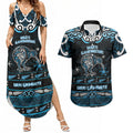 Personalised Ngati Kahungunu Aotearoa Meri Kirihimete Couples Matching Summer Maxi Dress and Hawaiian Shirt Maori Kiwi Bird Silver Fern Koru Pattern