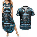Personalised Ngati Kahungunu Aotearoa Meri Kirihimete Couples Matching Summer Maxi Dress and Hawaiian Shirt Maori Kiwi Bird Silver Fern Koru Pattern