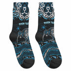 Personalised Ngati Kahungunu Aotearoa Meri Kirihimete Crew Socks Maori Kiwi Bird Silver Fern Koru Pattern