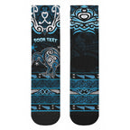 Personalised Ngati Kahungunu Aotearoa Meri Kirihimete Crew Socks Maori Kiwi Bird Silver Fern Koru Pattern