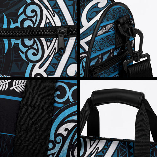Ngati Kahungunu Aotearoa Meri Kirihimete Duffle Bag Maori Kiwi Bird Silver Fern Koru Pattern