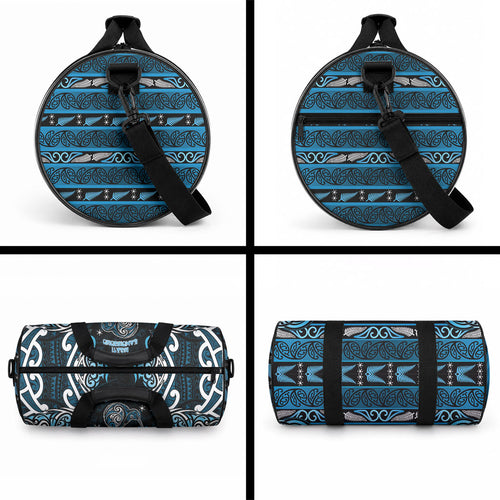 Ngati Kahungunu Aotearoa Meri Kirihimete Duffle Bag Maori Kiwi Bird Silver Fern Koru Pattern