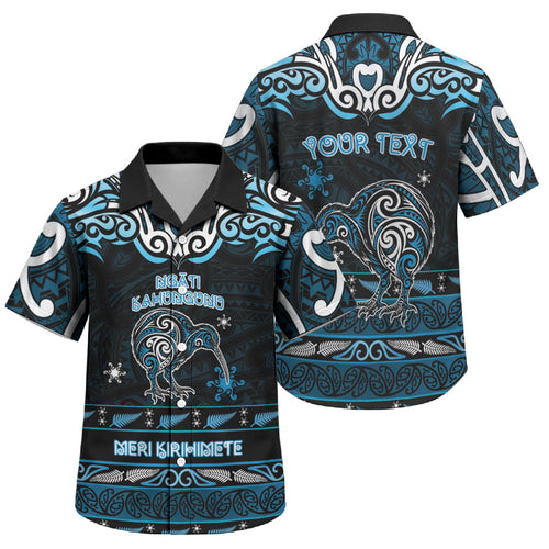 Personalised Ngati Kahungunu Aotearoa Meri Kirihimete Family Matching Mermaid Dress and Hawaiian Shirt Maori Kiwi Bird Silver Fern Koru Pattern