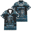 Personalised Ngati Kahungunu Aotearoa Meri Kirihimete Family Matching Off Shoulder Maxi Dress and Hawaiian Shirt Maori Kiwi Bird Silver Fern Koru Pattern