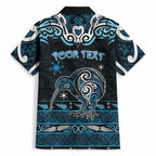 Personalised Ngati Kahungunu Aotearoa Meri Kirihimete Hawaiian Shirt Maori Kiwi Bird Silver Fern Koru Pattern