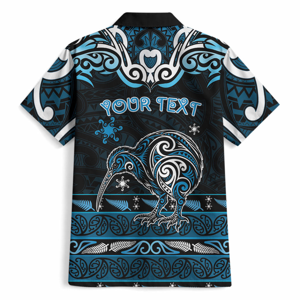 Personalised Ngati Kahungunu Aotearoa Meri Kirihimete Hawaiian Shirt Maori Kiwi Bird Silver Fern Koru Pattern
