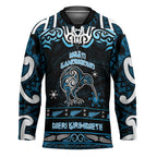 Personalised Ngati Kahungunu Aotearoa Meri Kirihimete Hockey Jersey Maori Kiwi Bird Silver Fern Koru Pattern