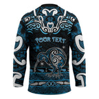 Personalised Ngati Kahungunu Aotearoa Meri Kirihimete Hockey Jersey Maori Kiwi Bird Silver Fern Koru Pattern