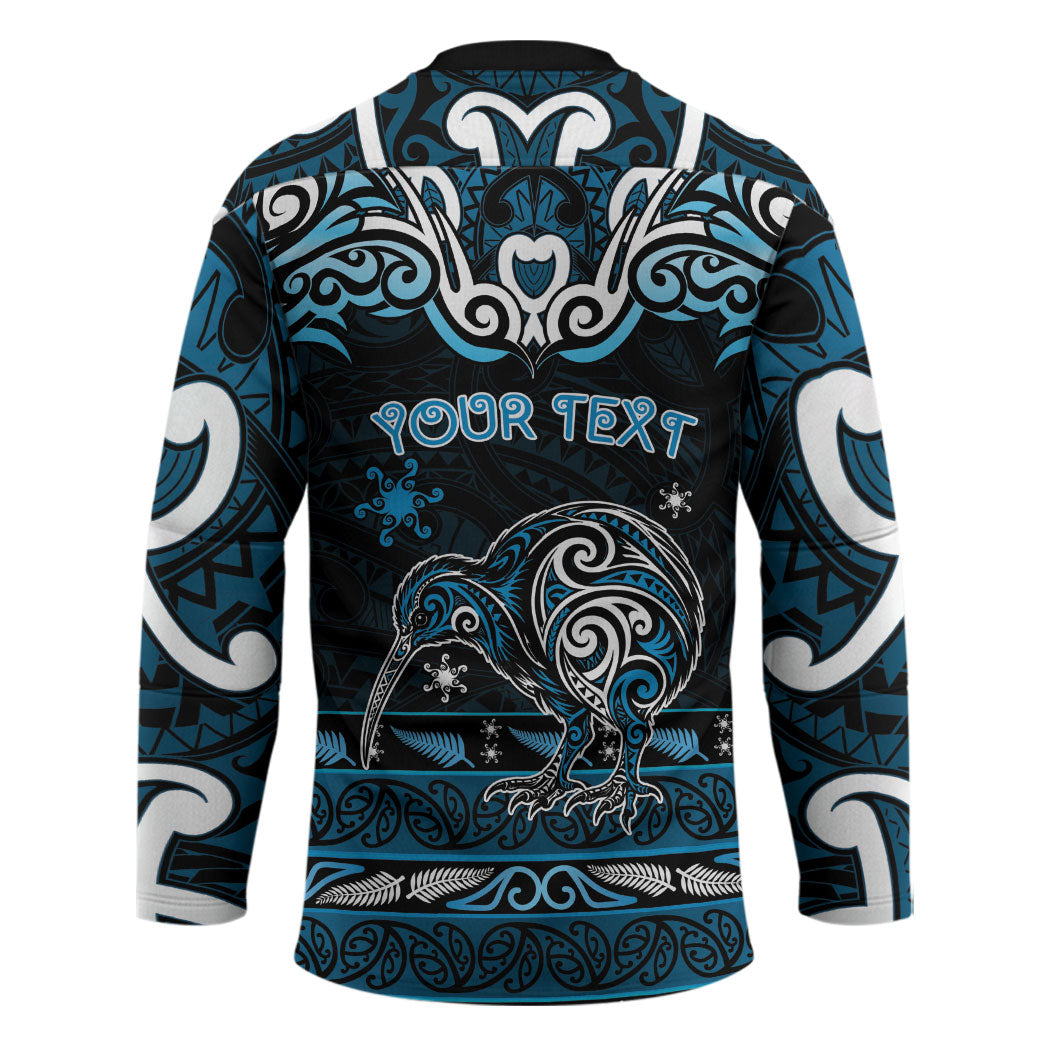 Personalised Ngati Kahungunu Aotearoa Meri Kirihimete Hockey Jersey Maori Kiwi Bird Silver Fern Koru Pattern