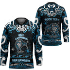 Personalised Ngati Kahungunu Aotearoa Meri Kirihimete Hockey Jersey Maori Kiwi Bird Silver Fern Koru Pattern