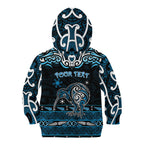 Personalised Ngati Kahungunu Aotearoa Meri Kirihimete Kid Hoodie Maori Kiwi Bird Silver Fern Koru Pattern