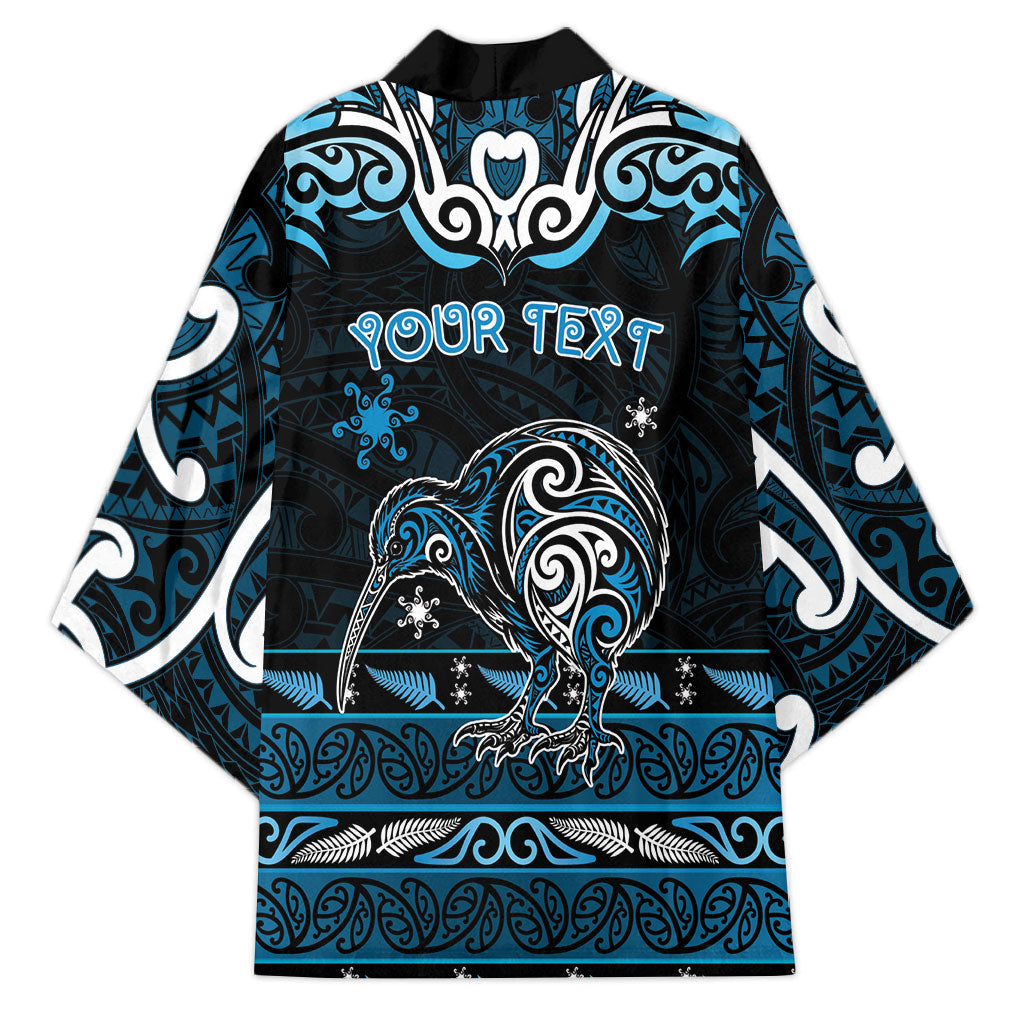 Personalised Ngati Kahungunu Aotearoa Meri Kirihimete Kimono Maori Kiwi Bird Silver Fern Koru Pattern