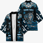 Personalised Ngati Kahungunu Aotearoa Meri Kirihimete Kimono Maori Kiwi Bird Silver Fern Koru Pattern