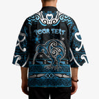 Personalised Ngati Kahungunu Aotearoa Meri Kirihimete Kimono Maori Kiwi Bird Silver Fern Koru Pattern