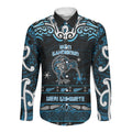 Personalised Ngati Kahungunu Aotearoa Meri Kirihimete Long Sleeve Button Shirt Maori Kiwi Bird Silver Fern Koru Pattern