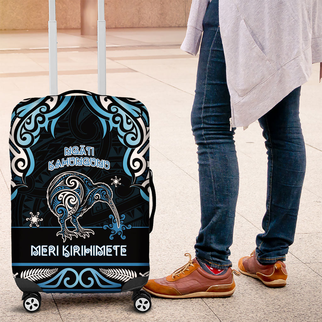 Ngati Kahungunu Aotearoa Meri Kirihimete Luggage Cover Maori Kiwi Bird Silver Fern Koru Pattern
