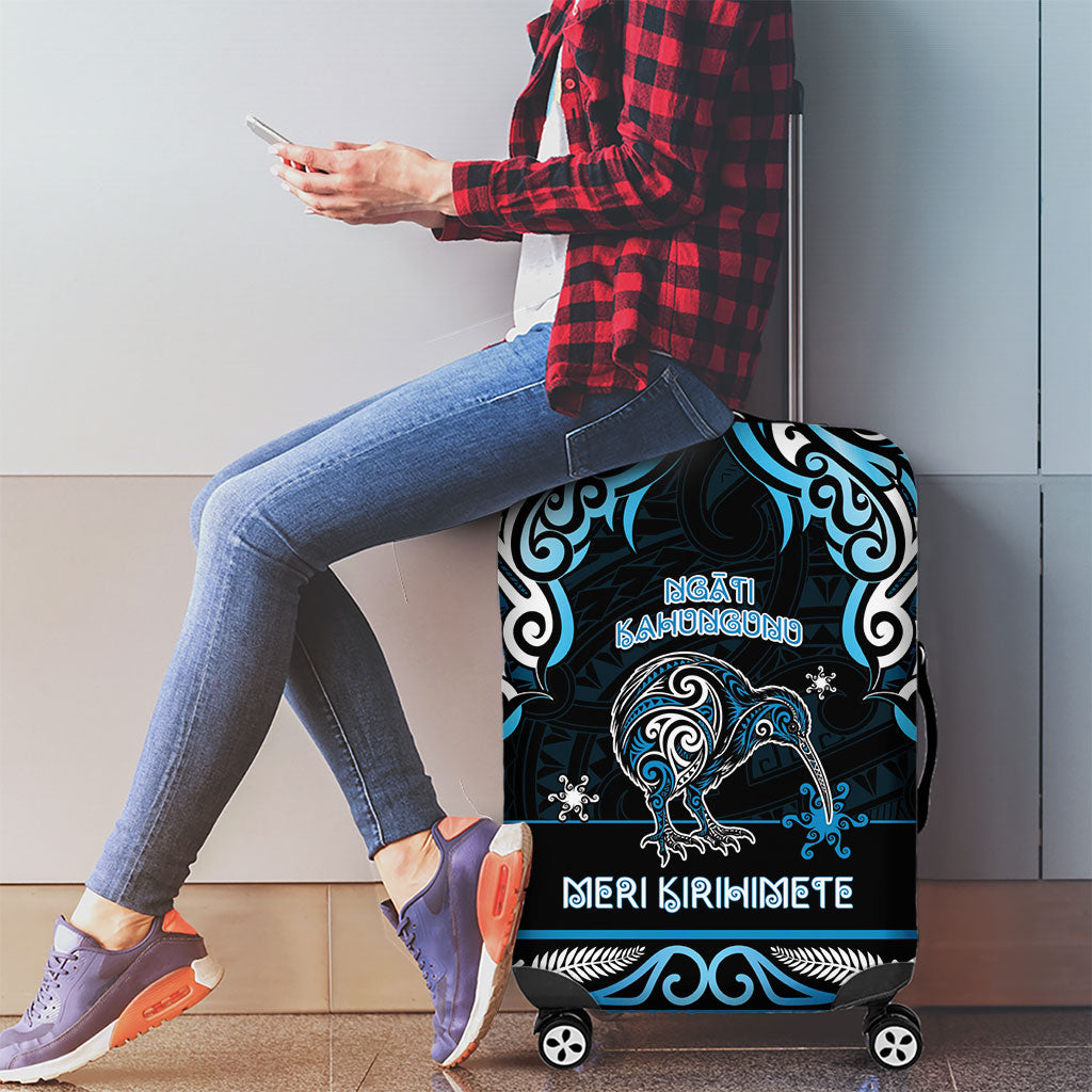 Ngati Kahungunu Aotearoa Meri Kirihimete Luggage Cover Maori Kiwi Bird Silver Fern Koru Pattern