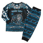 Personalised Ngati Kahungunu Aotearoa Meri Kirihimete Christmas Pajama Set Maori Kiwi Bird Silver Fern Koru Pattern