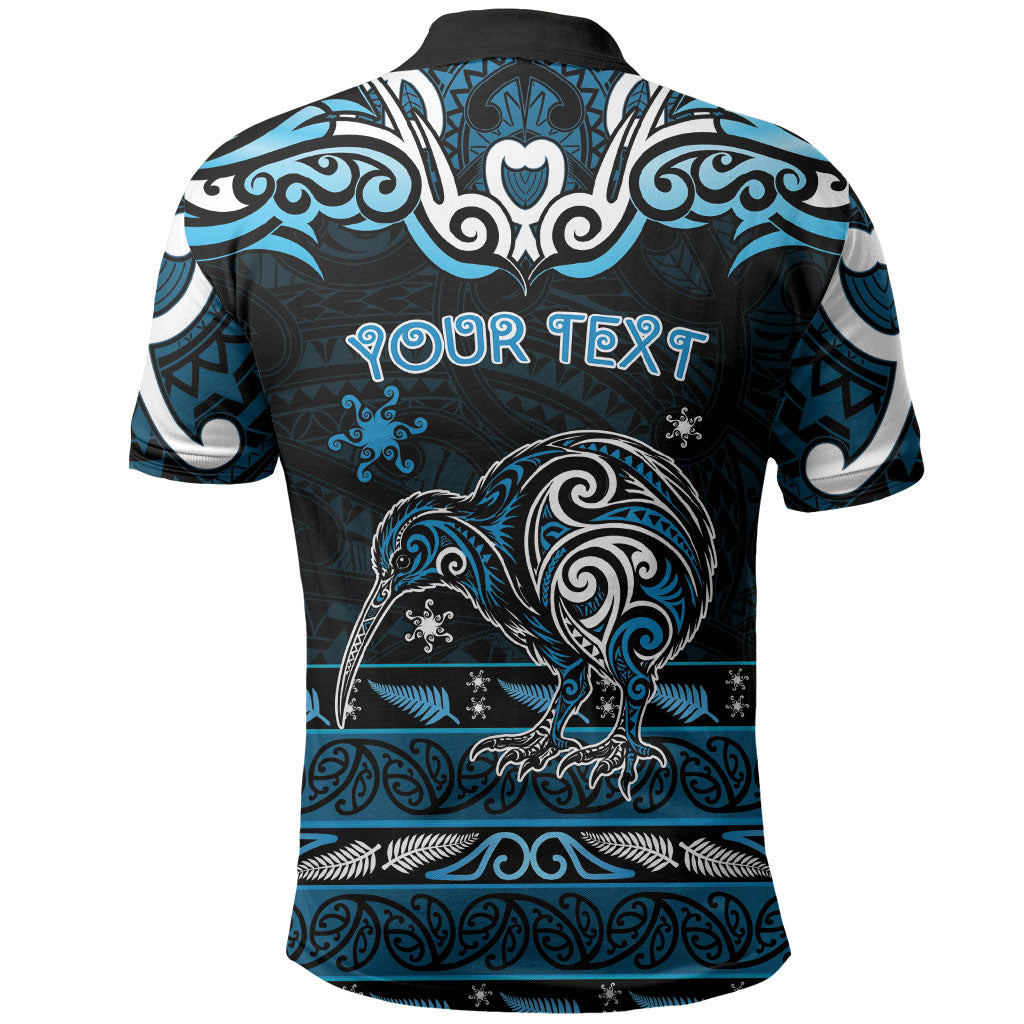 Personalised Ngati Kahungunu Aotearoa Meri Kirihimete Polo Shirt Maori Kiwi Bird Silver Fern Koru Pattern