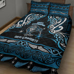 Ngati Kahungunu Aotearoa Meri Kirihimete Quilt Bed Set Maori Kiwi Bird Silver Fern Koru Pattern