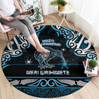 Ngati Kahungunu Aotearoa Meri Kirihimete Round Carpet Maori Kiwi Bird Silver Fern Koru Pattern