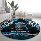 Ngati Kahungunu Aotearoa Meri Kirihimete Round Carpet Maori Kiwi Bird Silver Fern Koru Pattern