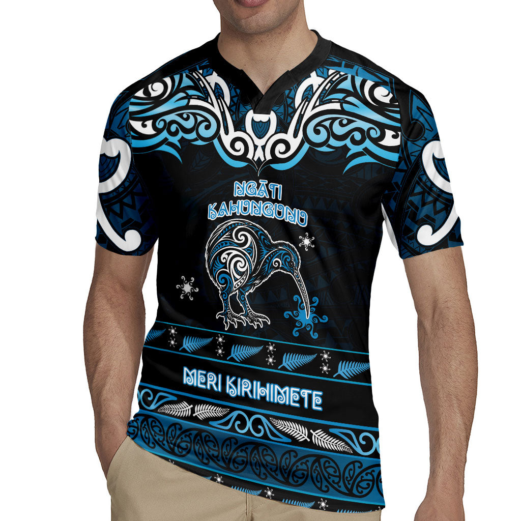 Personalised Ngati Kahungunu Aotearoa Meri Kirihimete Rugby Jersey Maori Kiwi Bird Silver Fern Koru Pattern