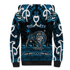 Personalised Ngati Kahungunu Aotearoa Meri Kirihimete Sherpa Hoodie Maori Kiwi Bird Silver Fern Koru Pattern
