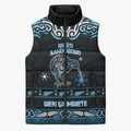 Personalised Ngati Kahungunu Aotearoa Meri Kirihimete Sleeveless Puffer Jacket Maori Kiwi Bird Silver Fern Koru Pattern