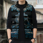 Personalised Ngati Kahungunu Aotearoa Meri Kirihimete Sleeveless Puffer Jacket Maori Kiwi Bird Silver Fern Koru Pattern