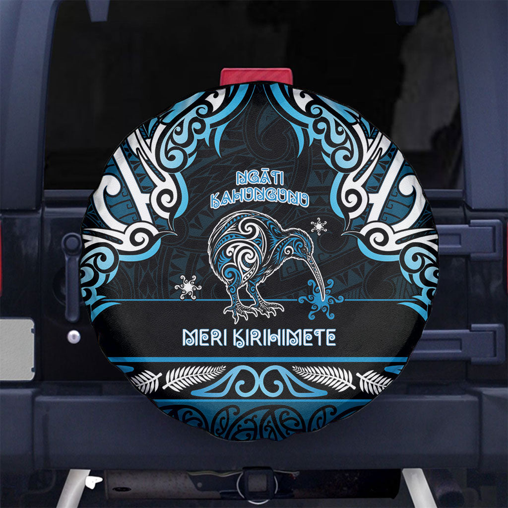 Ngati Kahungunu Aotearoa Meri Kirihimete Spare Tire Cover Maori Kiwi Bird Silver Fern Koru Pattern