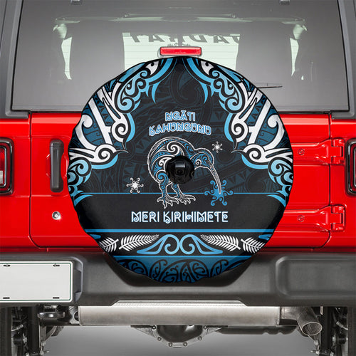 Ngati Kahungunu Aotearoa Meri Kirihimete Spare Tire Cover Maori Kiwi Bird Silver Fern Koru Pattern