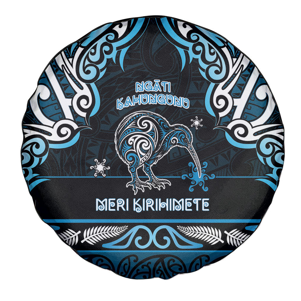 Ngati Kahungunu Aotearoa Meri Kirihimete Spare Tire Cover Maori Kiwi Bird Silver Fern Koru Pattern