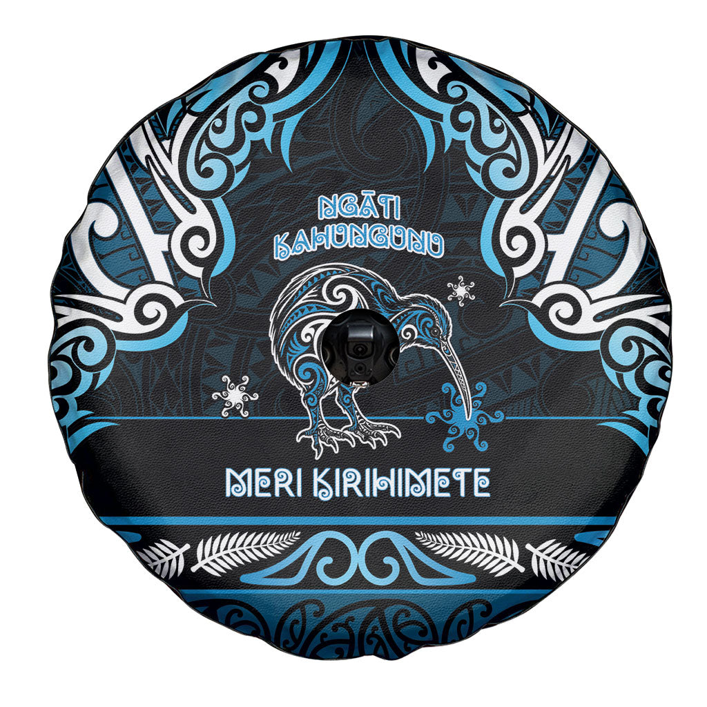 Ngati Kahungunu Aotearoa Meri Kirihimete Spare Tire Cover Maori Kiwi Bird Silver Fern Koru Pattern
