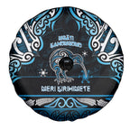 Ngati Kahungunu Aotearoa Meri Kirihimete Spare Tire Cover Maori Kiwi Bird Silver Fern Koru Pattern