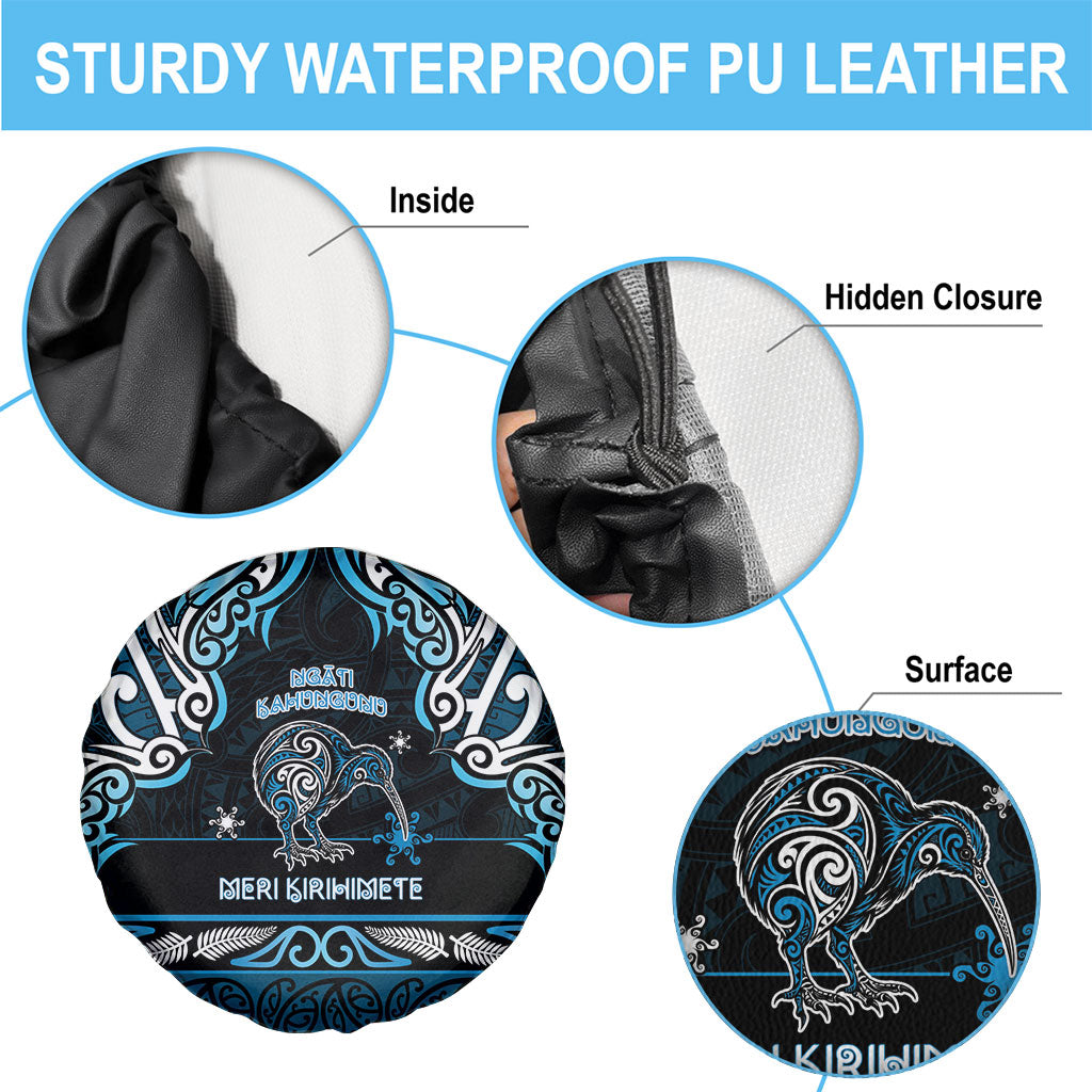 Ngati Kahungunu Aotearoa Meri Kirihimete Spare Tire Cover Maori Kiwi Bird Silver Fern Koru Pattern