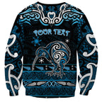 Personalised Ngati Kahungunu Aotearoa Meri Kirihimete Sweatshirt Maori Kiwi Bird Silver Fern Koru Pattern