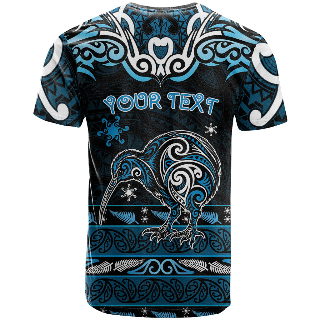 Personalised Ngati Kahungunu Aotearoa Meri Kirihimete T Shirt Maori Kiwi Bird Silver Fern Koru Pattern