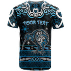 Personalised Ngati Kahungunu Aotearoa Meri Kirihimete T Shirt Maori Kiwi Bird Silver Fern Koru Pattern