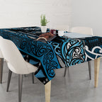Ngati Kahungunu Aotearoa Meri Kirihimete Tablecloth Maori Kiwi Bird Silver Fern Koru Pattern